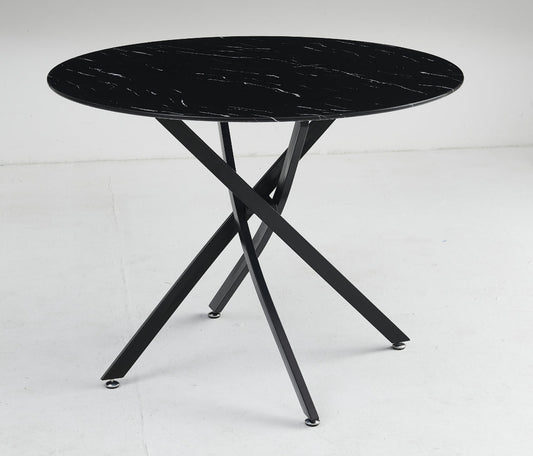 Table à manger Olivia ronde noir marbre noir