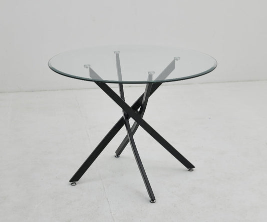Table à manger Olivia ronde noir transparent