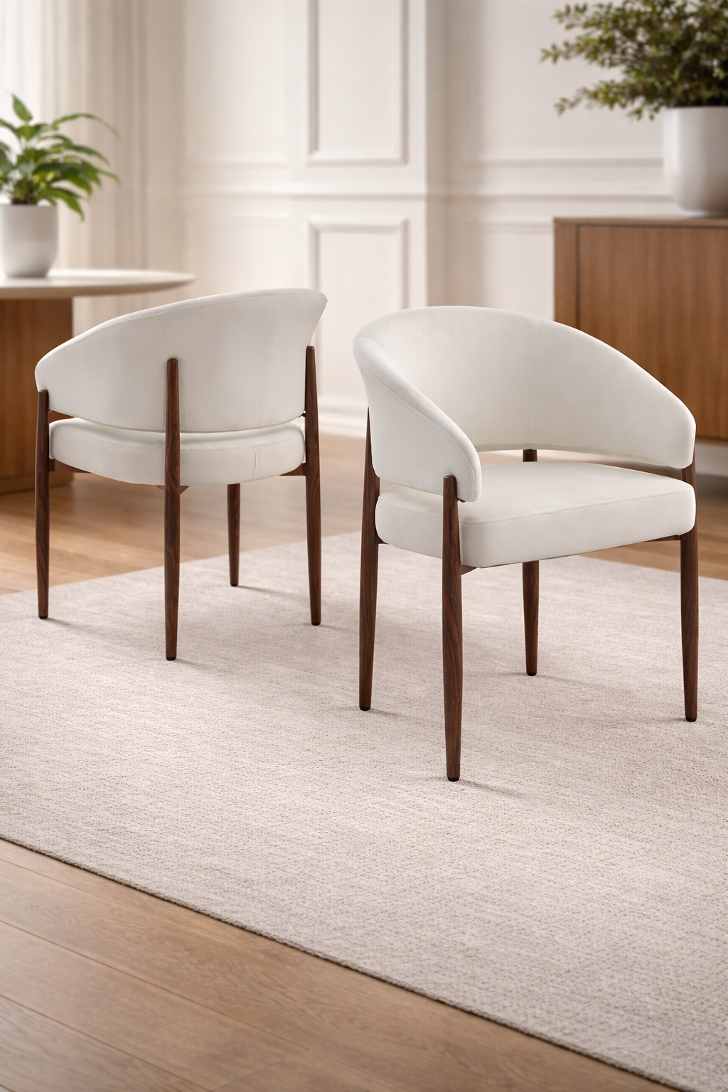 Chaise Charly velours pied noyer