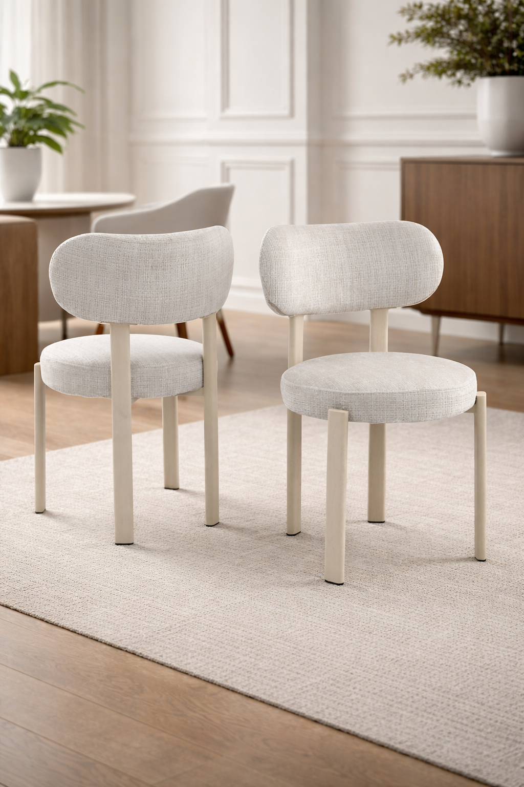 Chaise Hailey tissu chenille pied hêtre