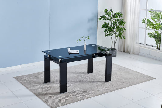 Table à manger Gloria rectangulaire noir plateau noir 1m50