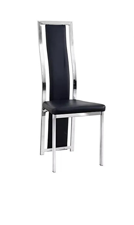 Chaise Skai noir pieds argent