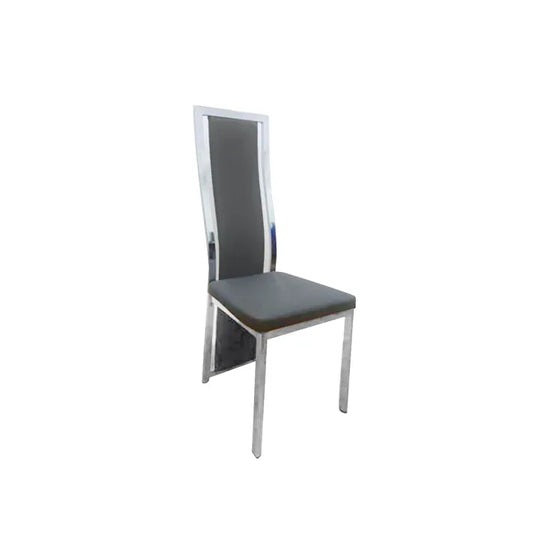 Chaise Skai gris pieds argent
