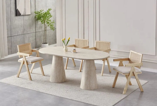 TABLE A MANGER ICONIC CERAMIQUE TRAVERTIN