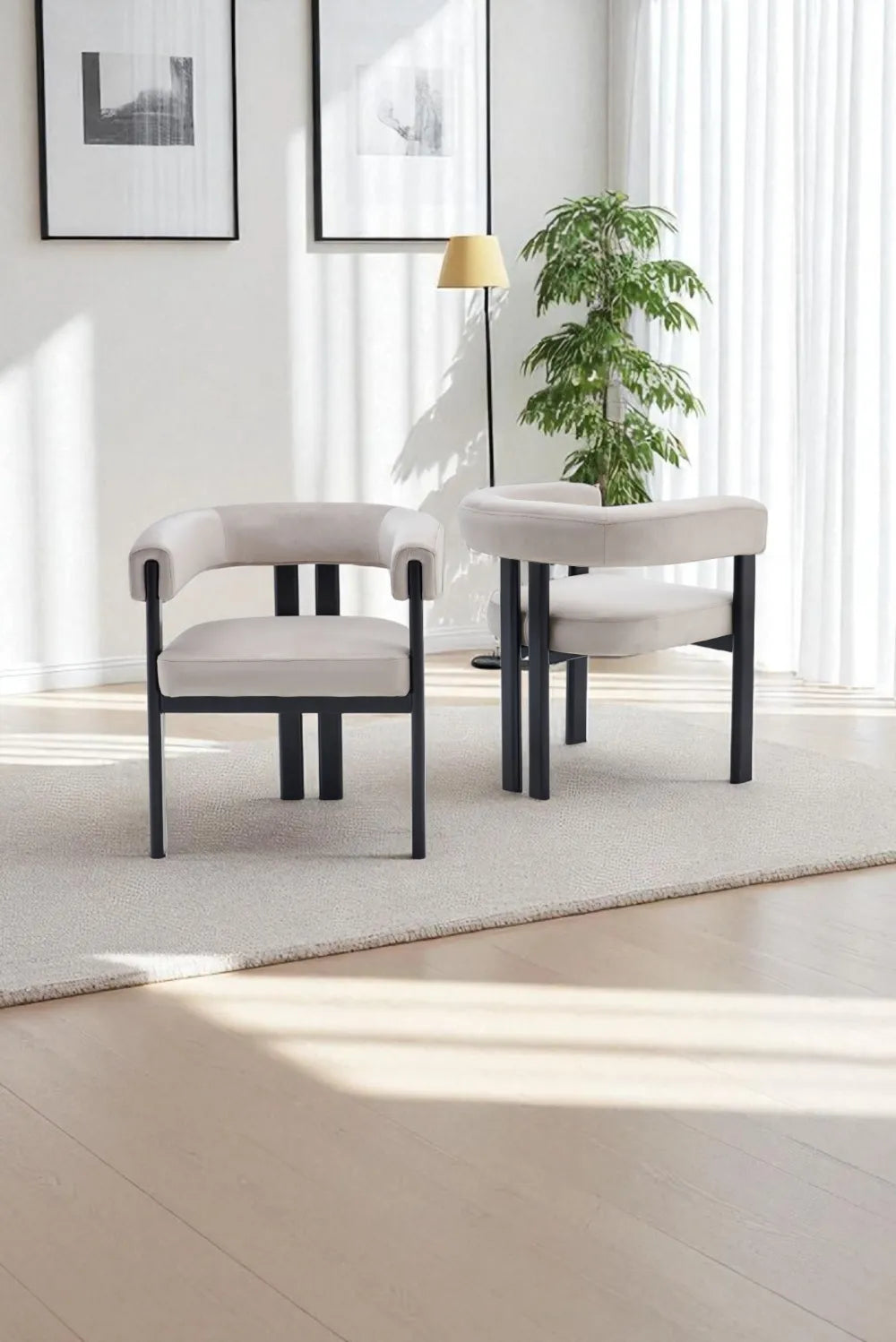 Chaise Liora velours pied travertin