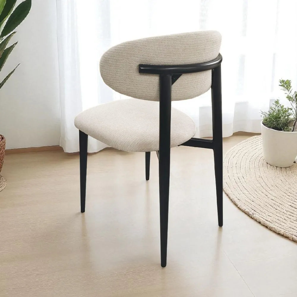 Chaise Bohême tissu chenille pied travertin