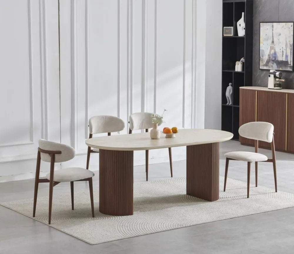 Table à manger Calypso céramique travertin 180cm