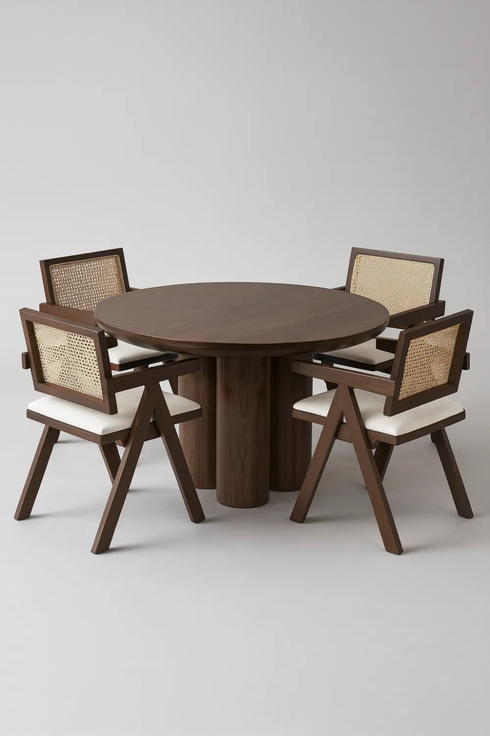 Table à manger ronde Maya MDF noyer ⌀ 110cm