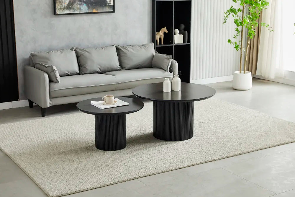 Table basse Gigogne duo pila MDF noyer 60-80cm