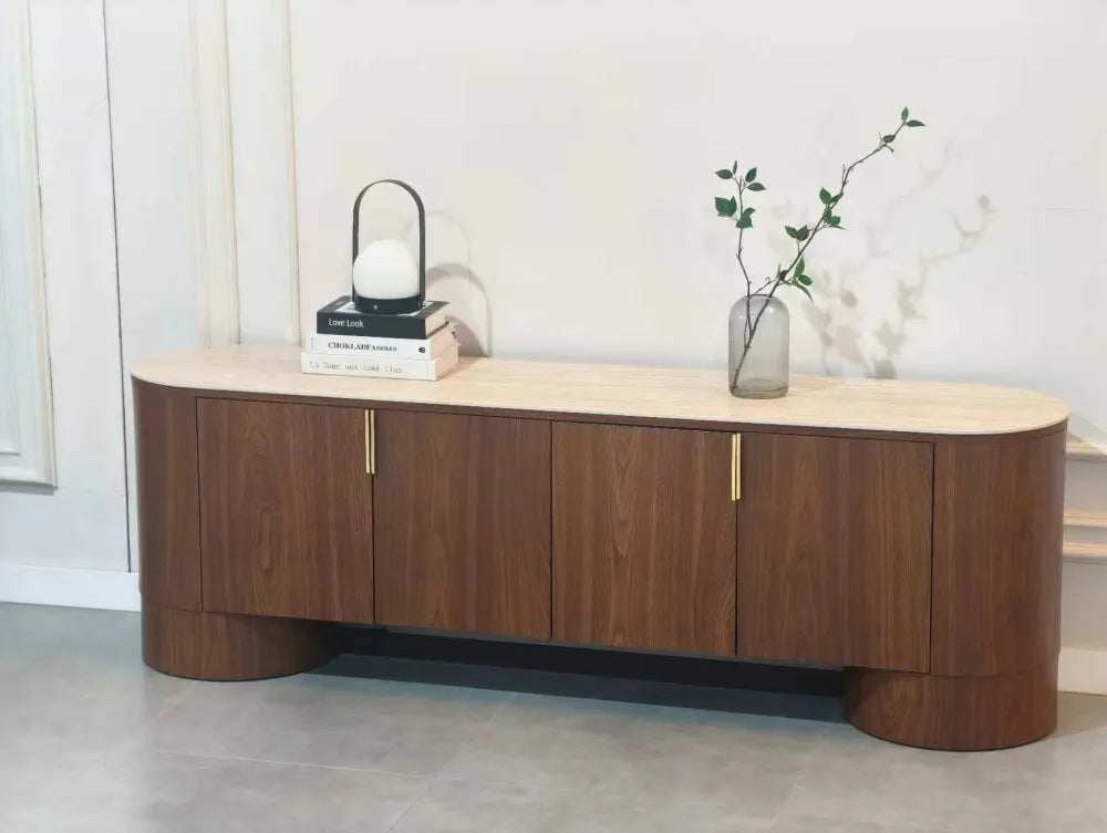 Meuble TV Iconic céramique noyer travertin 180cm