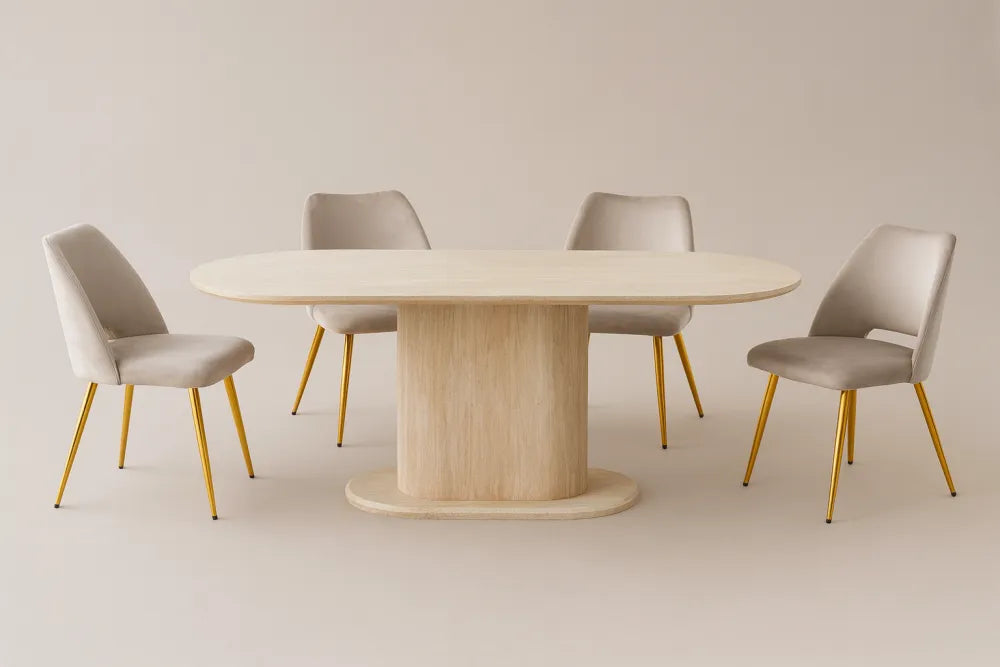 Table à manger Léa travertin MDF