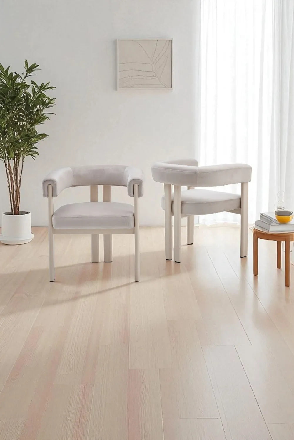 Chaise Liora velours pied noyer