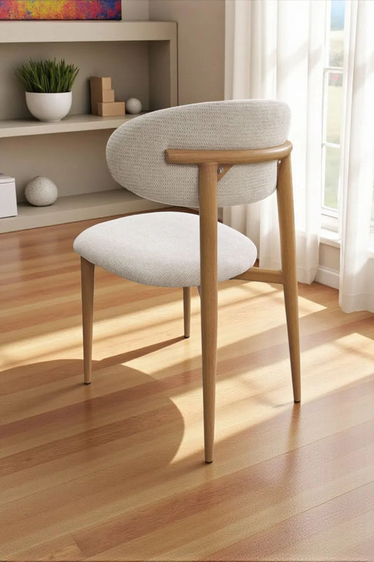 CHAISE BOHEME CHENILLE PIED BOIS CLAIR