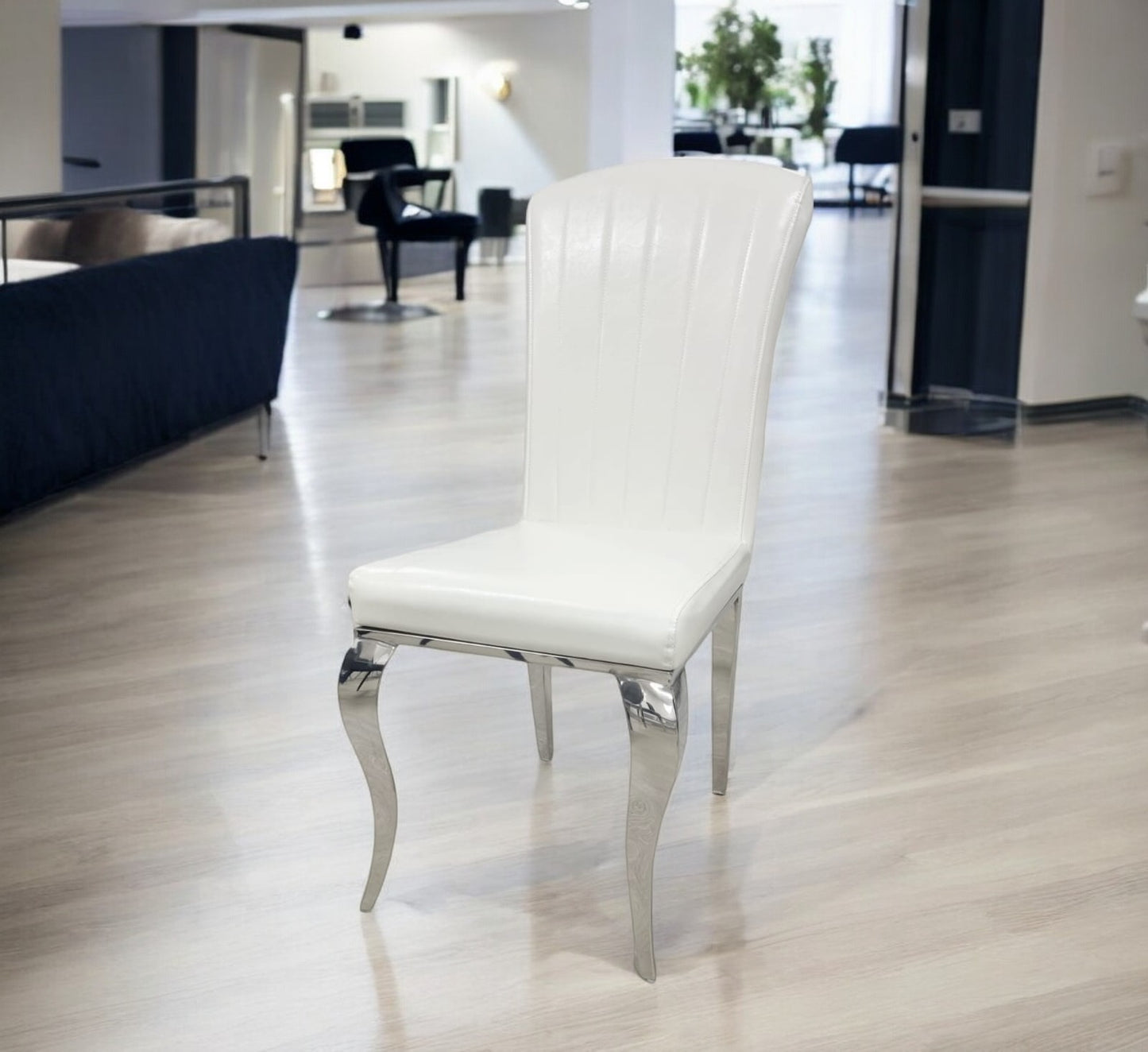 Chaise Nino similicuir blanc pied doré