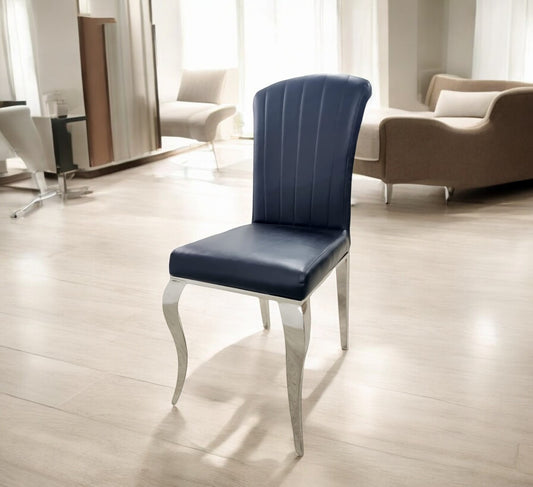 Chaise Nino similicuir noir pieds argent