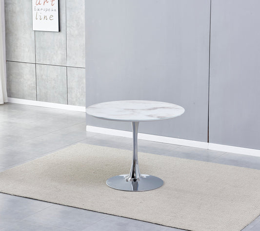 Table à manger Rosa ronde argent marbre beige