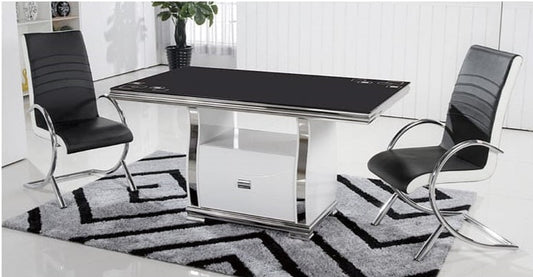 Table à manger Sarah rectangulaire argent noir 1m50