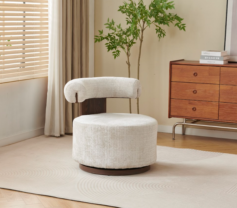 Fauteuil pivotant Esra Crémona piétement noir