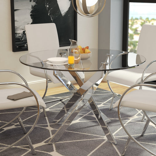 Olivia round dining table transparent silver