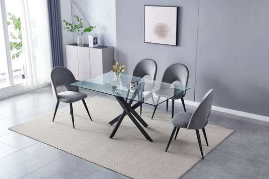 Olivia rectangular dining table in transparent black 1m50