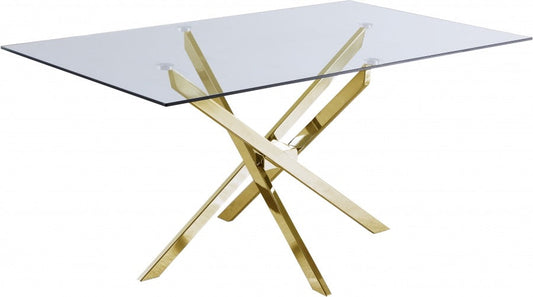 Olivia rectangular dining table in transparent gold 1m50