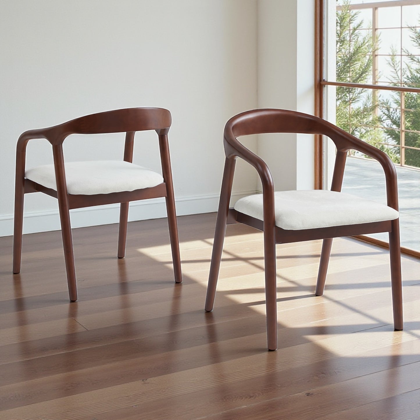 Chaise Carlyon bois d'hévéa pied noyer