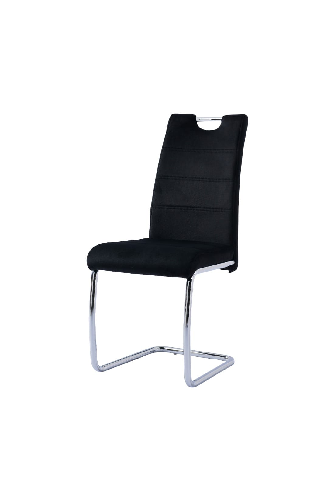 Chaise 103 velours noir pieds en acier inoxydable doré