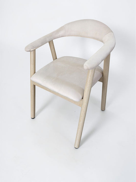 Chaise Berita tissu velours pied travertin