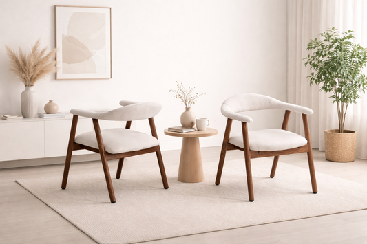 Chaise Berita tissu velours pied noyer