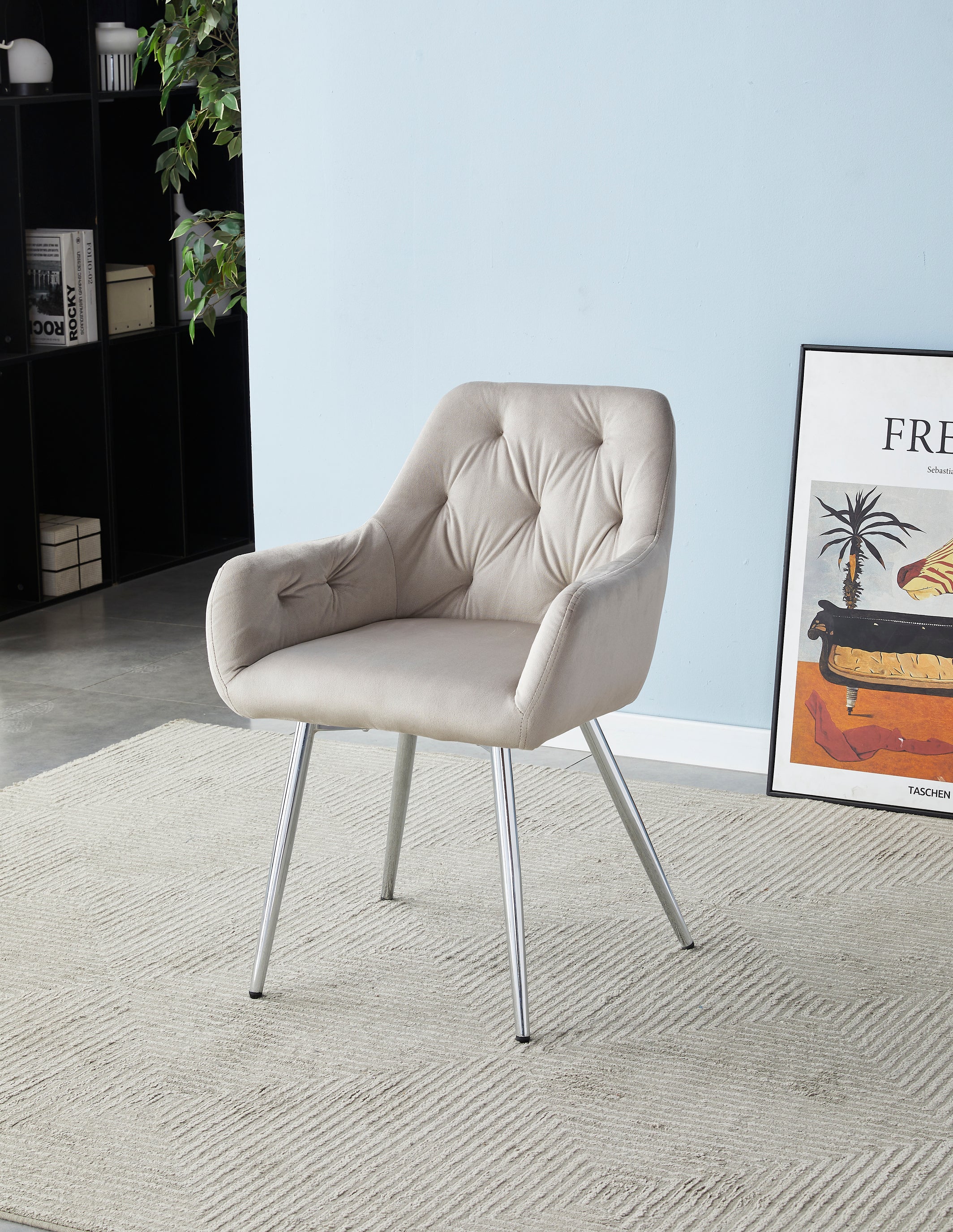 Mila taupe chair with silver legs GDM FURNITURE