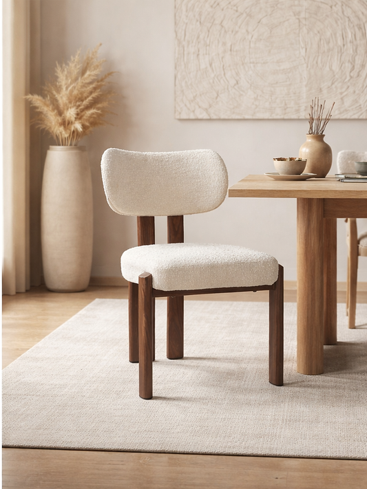 Chaise Hera tissu chenille pied noyer