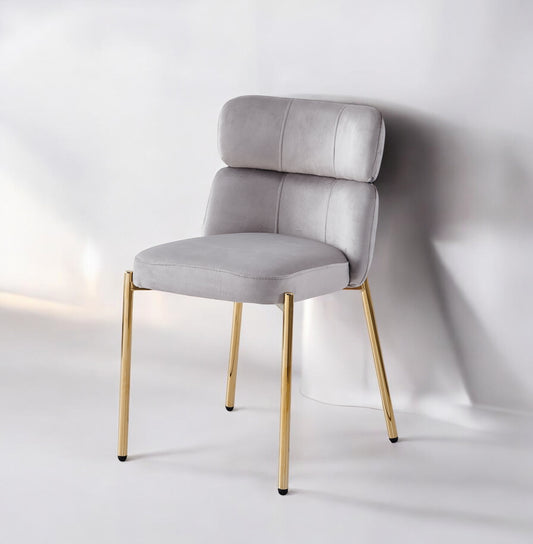 Chaise Stephany velours taupe pied doré