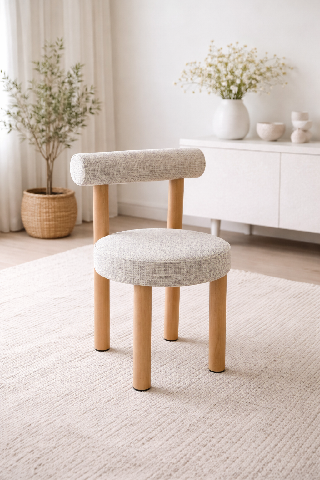 Chaise Irina crémona beige pied travertin
