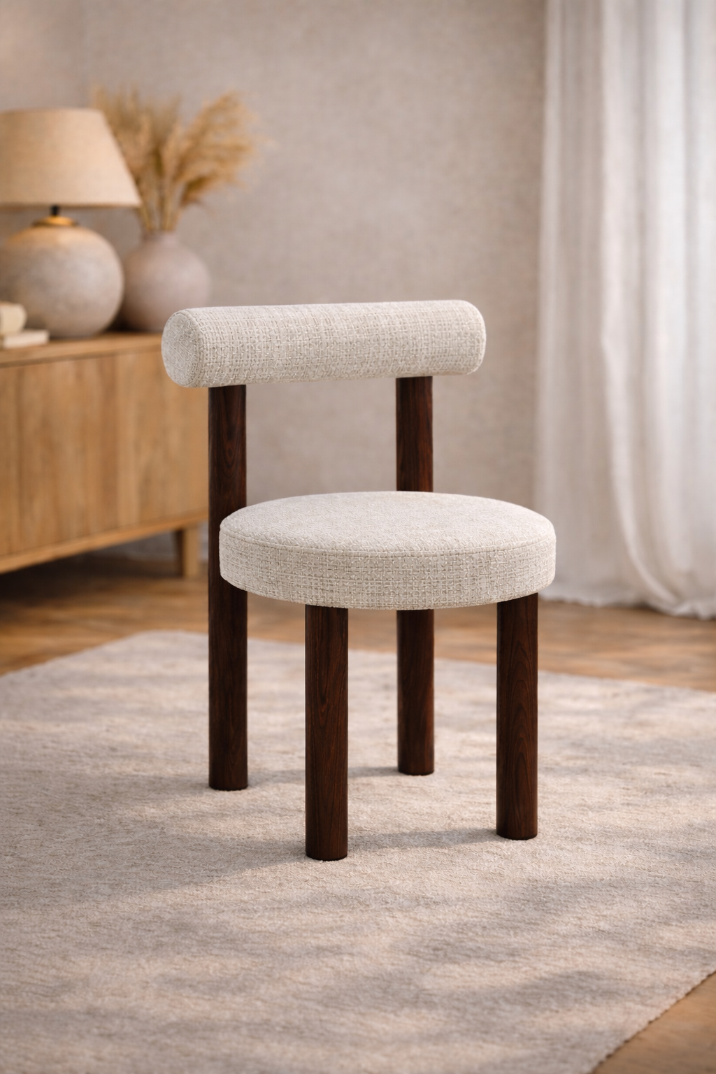 Chaise Irina crémona beige pied travertin