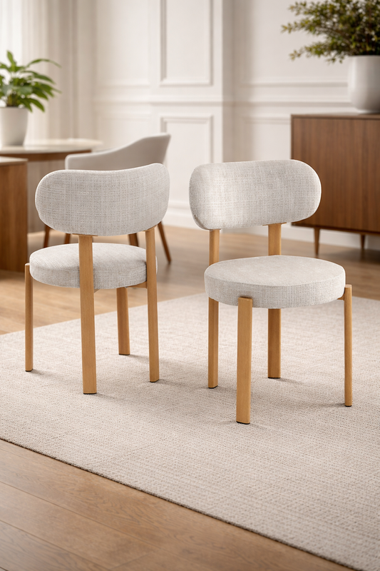 Chaise Hailey tissu chenille pied hêtre