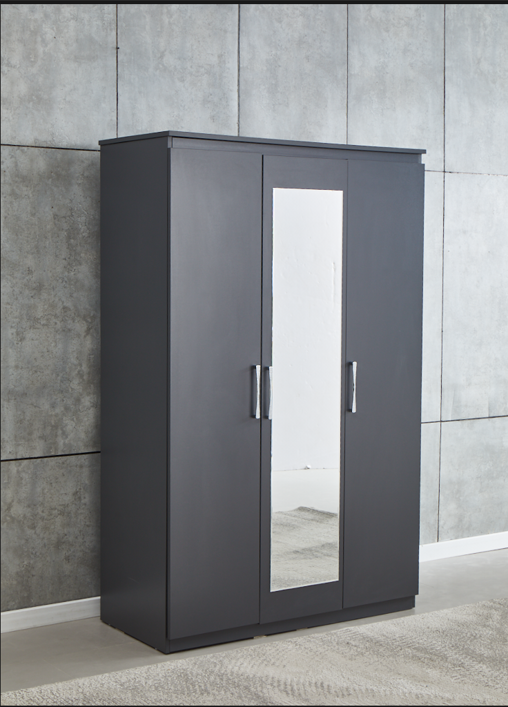 Armoire en bois effet marbré gris avec 3 portes