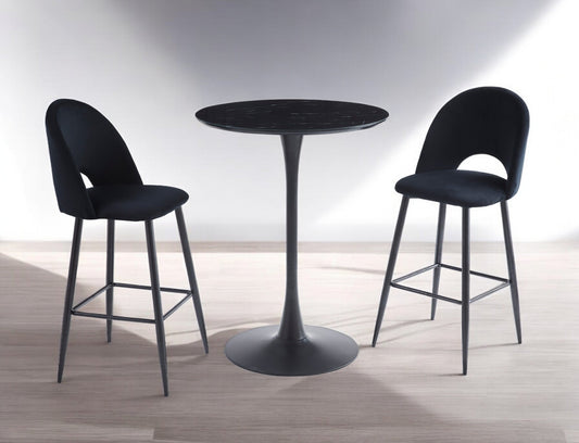 Table de bar Rosa ronde noir marbre noir 80cm