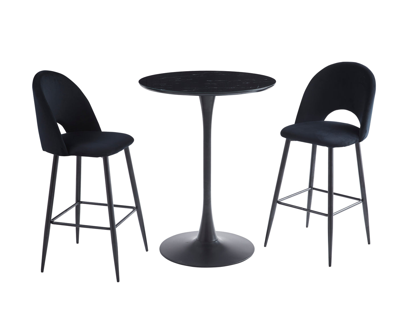 Table de bar Rosa ronde noir marbre noir 80cm