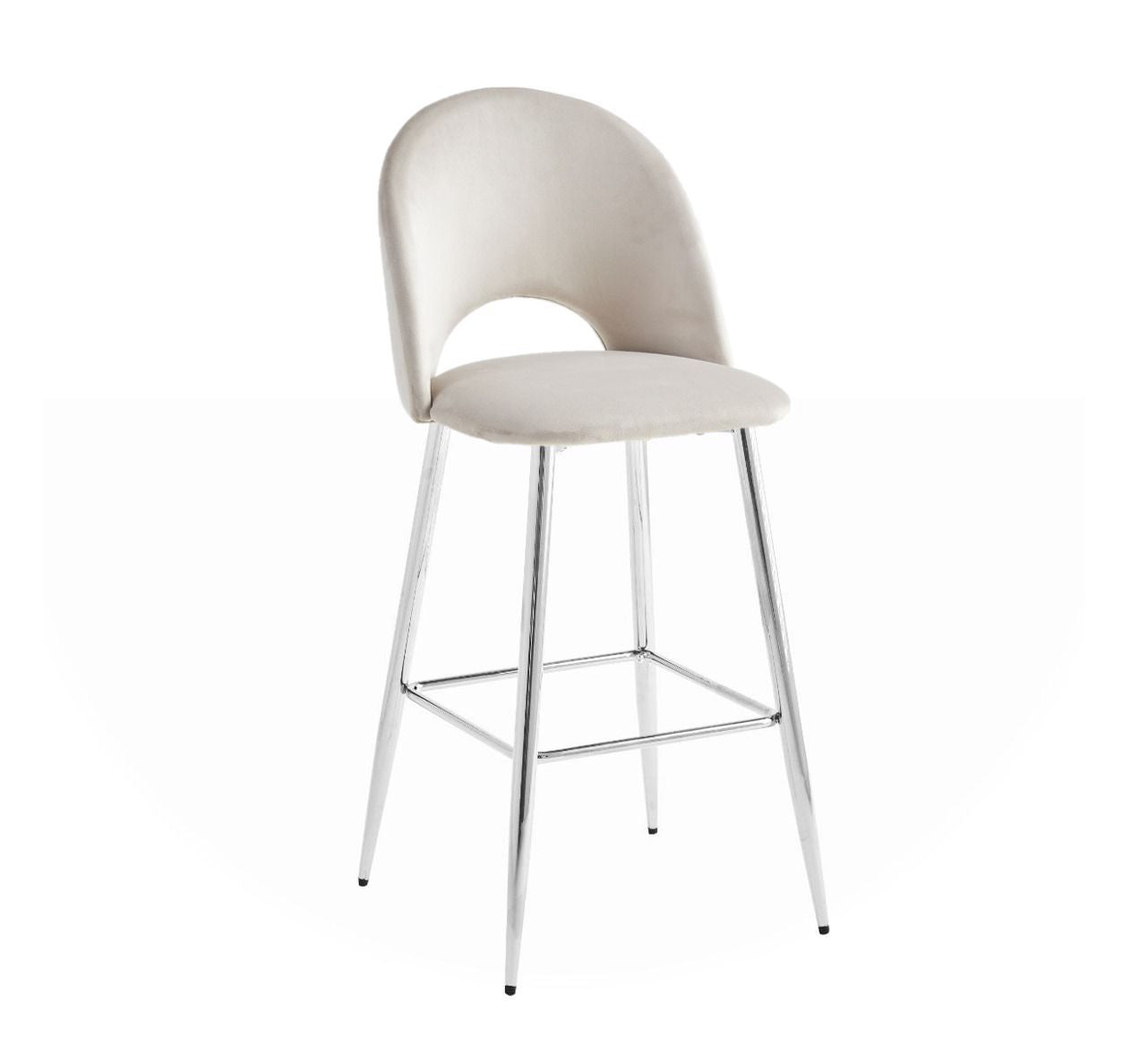 Chaise de bar Amelia laine blanc pieds en acier inoxydable doré