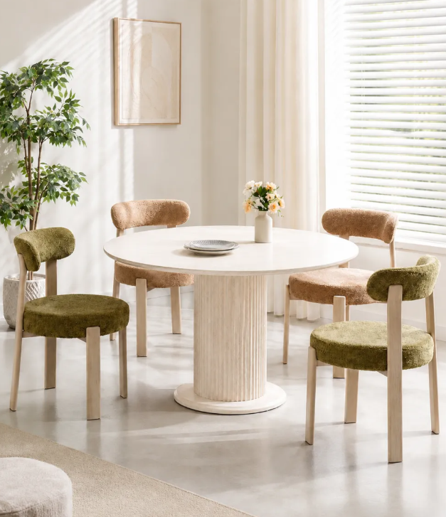 Table à manger ronde Axel travertin céramique Ø120cm