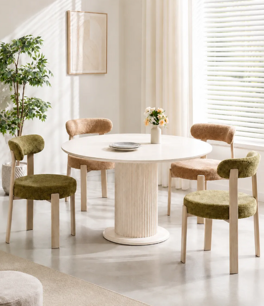 Table à manger ronde Axel travertin céramique Ø120cm
