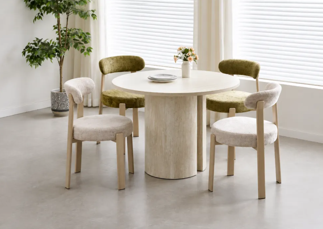 Table à manger Victoria travertin céramique ⌀ 110cm