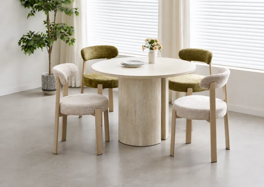 Table à manger Victoria travertin céramique ⌀ 110cm