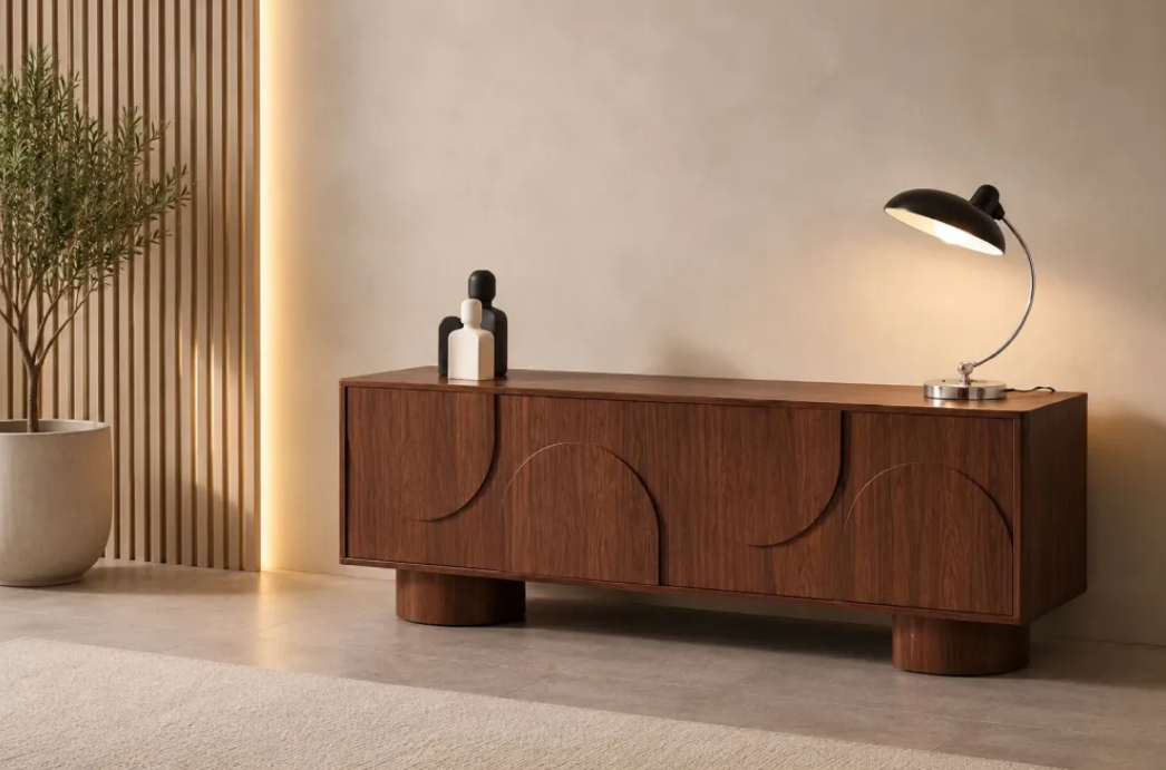 Barocker TV-Schrank aus silberweißem Marmor 1m70