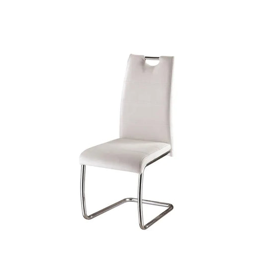 Chaise 103 blanc pieds argent