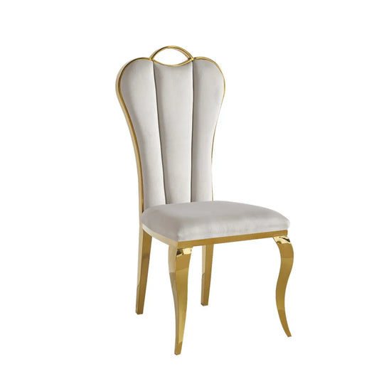 Chaise Alice velours taupe pied doré