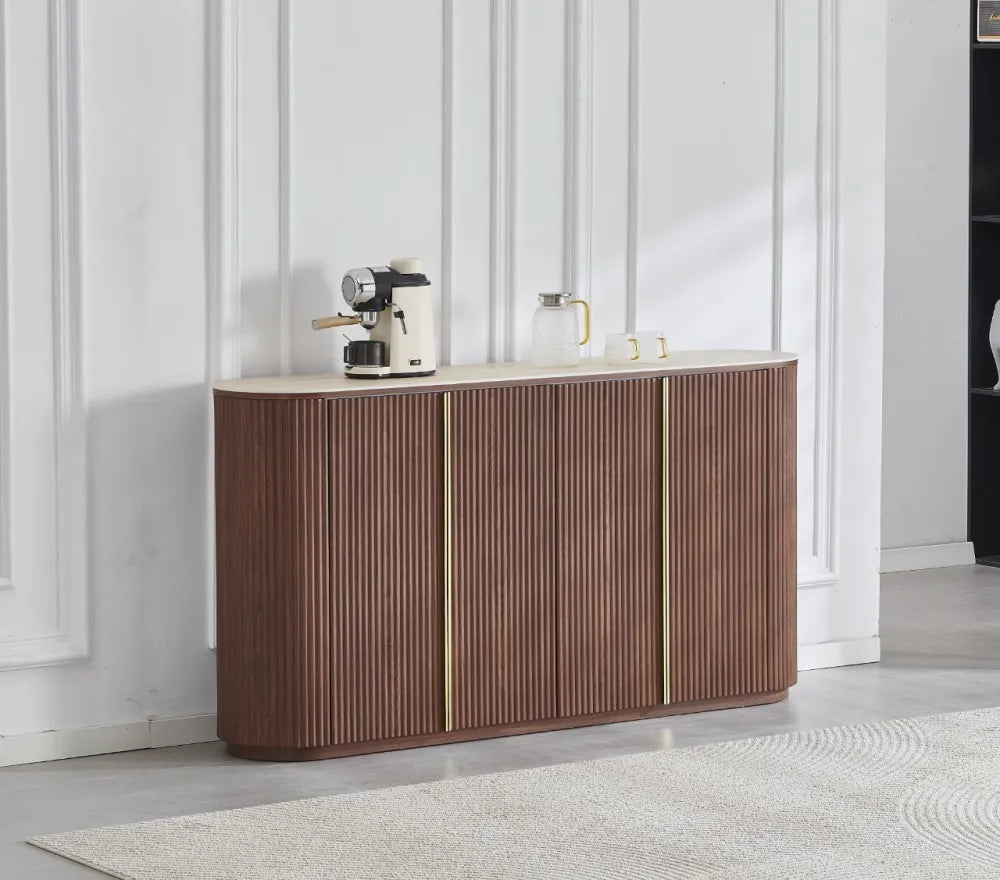 Buffet Calypso céramique noyer travertin 180cm