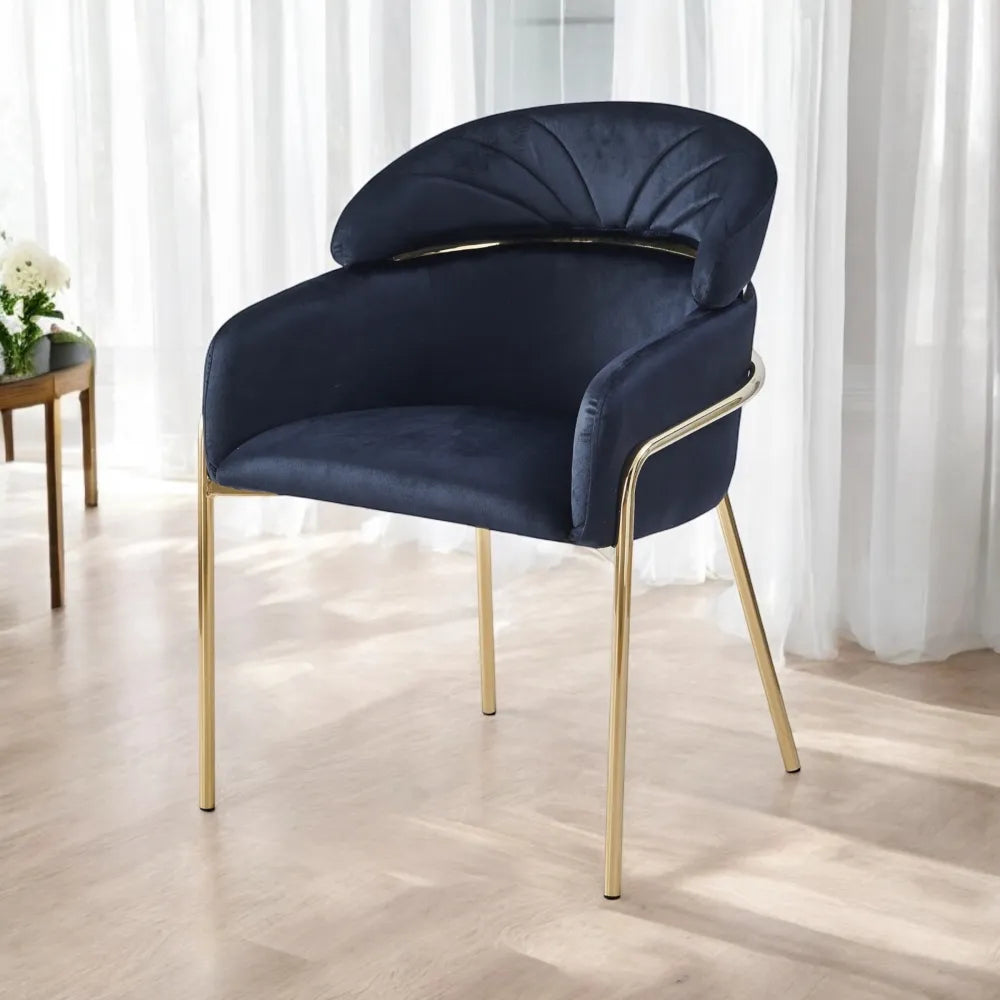 Chaise Emily velours gris pied chrome