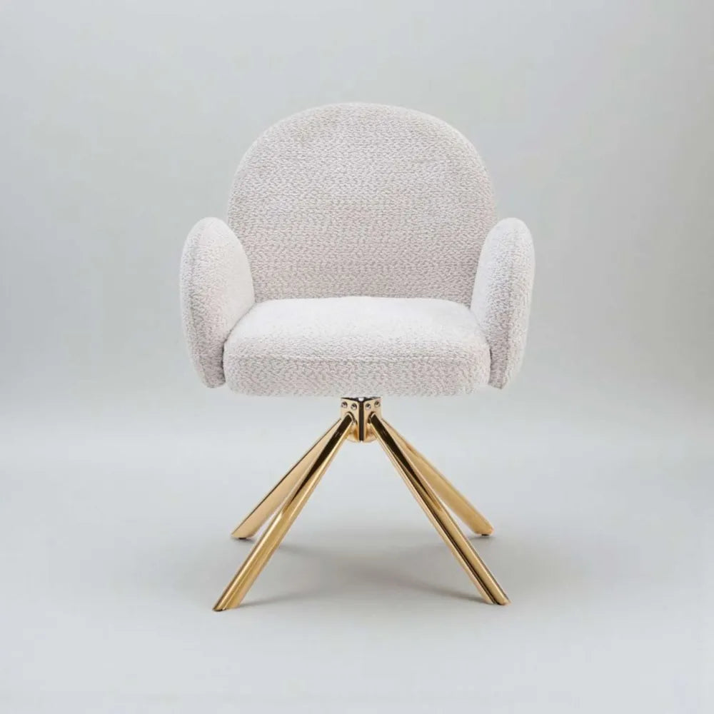 Chaise Nola tissu écru bouclé pied chrome