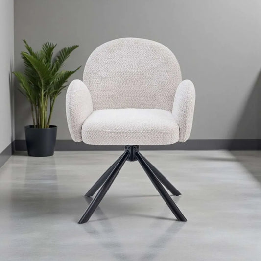 Chaise Nola tissu écru bouclé pied noir